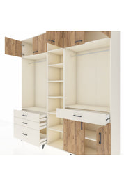 Hyperion Dolap 11 Raflı 4 Çekmeceli 2 Askılı 220x44x243 Aytaşı-Çam/Aytaşı