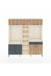 Hyperion Dolap 11 Raflı 4 Çekmeceli 2 Askılı 220x44x243 Aytaşı-Çam/Antrasit