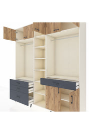 Hyperion Dolap 11 Raflı 4 Çekmeceli 2 Askılı 220x44x243 Aytaşı-Çam/Antrasit