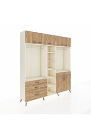 Hyperion Gardrop 11 Raflı 4 Çekmeceli 2 Askılı 220x44x243 Aytaşı-Çam/Çam
