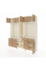 Hyperion Gardrop 11 Raflı 4 Çekmeceli 2 Askılı 220x44x243 Aytaşı-Çam/Çam