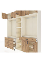 Hyperion Gardrop 11 Raflı 4 Çekmeceli 2 Askılı 220x44x243 Aytaşı-Çam/Çam