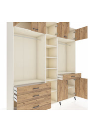 Hyperion Gardrop 11 Raflı 4 Çekmeceli 2 Askılı 220x44x243 Aytaşı-Çam/Çam