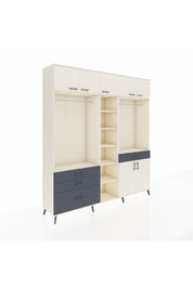 Hyperion Dolap 11 Raflı 4 Çekmeceli 2 Askılı 220x44x243 Aytaşı-Aytaşı/Antrasit