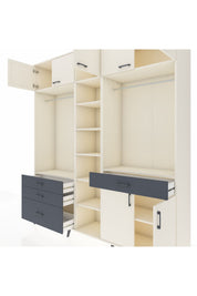 Hyperion Dolap 11 Raflı 4 Çekmeceli 2 Askılı 220x44x243 Aytaşı-Aytaşı/Antrasit