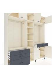 Hyperion Dolap 11 Raflı 4 Çekmeceli 2 Askılı 220x44x243 Aytaşı-Aytaşı/Antrasit