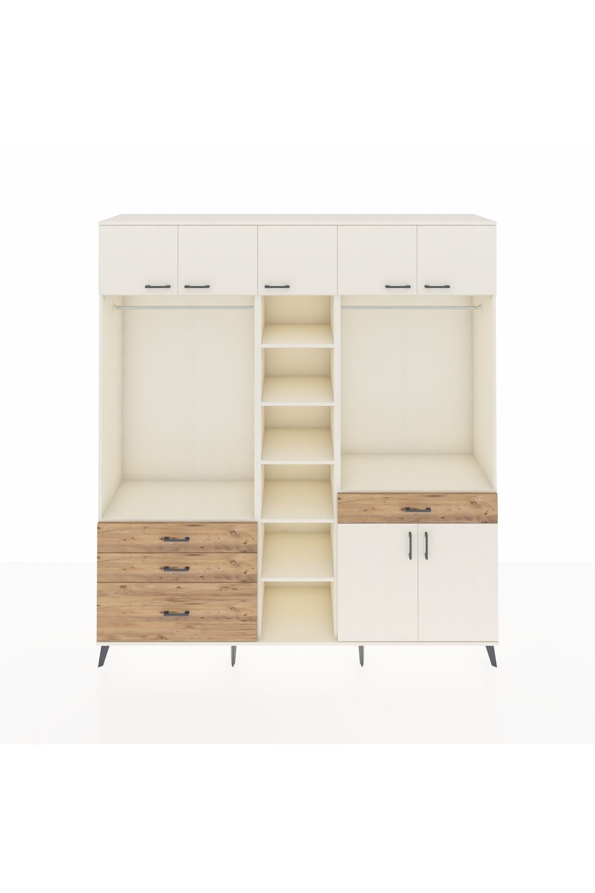 Hyperion Dolap 11 Raflı 4 Çekmeceli 2 Askılı 220x44x243 Aytaşı-Aytaşı/Çam