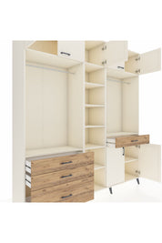 Hyperion Dolap 11 Raflı 4 Çekmeceli 2 Askılı 220x44x243 Aytaşı-Aytaşı/Çam