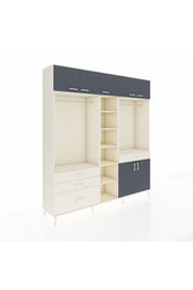 Hyperion Dolap 11 Raflı 4 Çekmeceli 2 Askılı 220x44x243 Aytaşı-Antrasit/Aytaşı