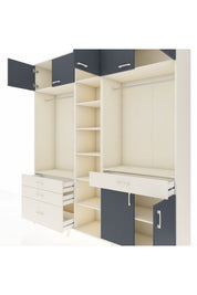 Hyperion Dolap 11 Raflı 4 Çekmeceli 2 Askılı 220x44x243 Aytaşı-Antrasit/Aytaşı