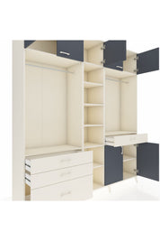 Hyperion Dolap 11 Raflı 4 Çekmeceli 2 Askılı 220x44x243 Aytaşı-Antrasit/Aytaşı