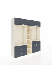 Hyperion Gardrop 11 Raflı 4 Çekmeceli 2 Askılı 220x44x243 Aytaşı-Antrasit/Antrasit