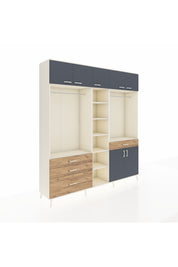 Hyperion Dolap 11 Raflı 4 Çekmeceli 2 Askılı 220x44x243 Aytaşı-Antrasit/Çam