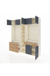 Hyperion Dolap 11 Raflı 4 Çekmeceli 2 Askılı 220x44x243 Aytaşı-Antrasit/Çam