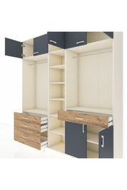 Hyperion Dolap 11 Raflı 4 Çekmeceli 2 Askılı 220x44x243 Aytaşı-Antrasit/Çam