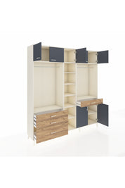 Hyperion Dolap 11 Raflı 4 Çekmeceli 2 Askılı 220x44x243 Aytaşı-Antrasit/Çam