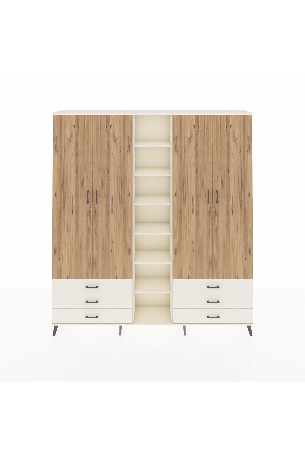 Arges Dolap 13 Raflı 6 Çekmeceli 2 Askılı 220x30x243 Aytaşı-Çam/Aytaşı