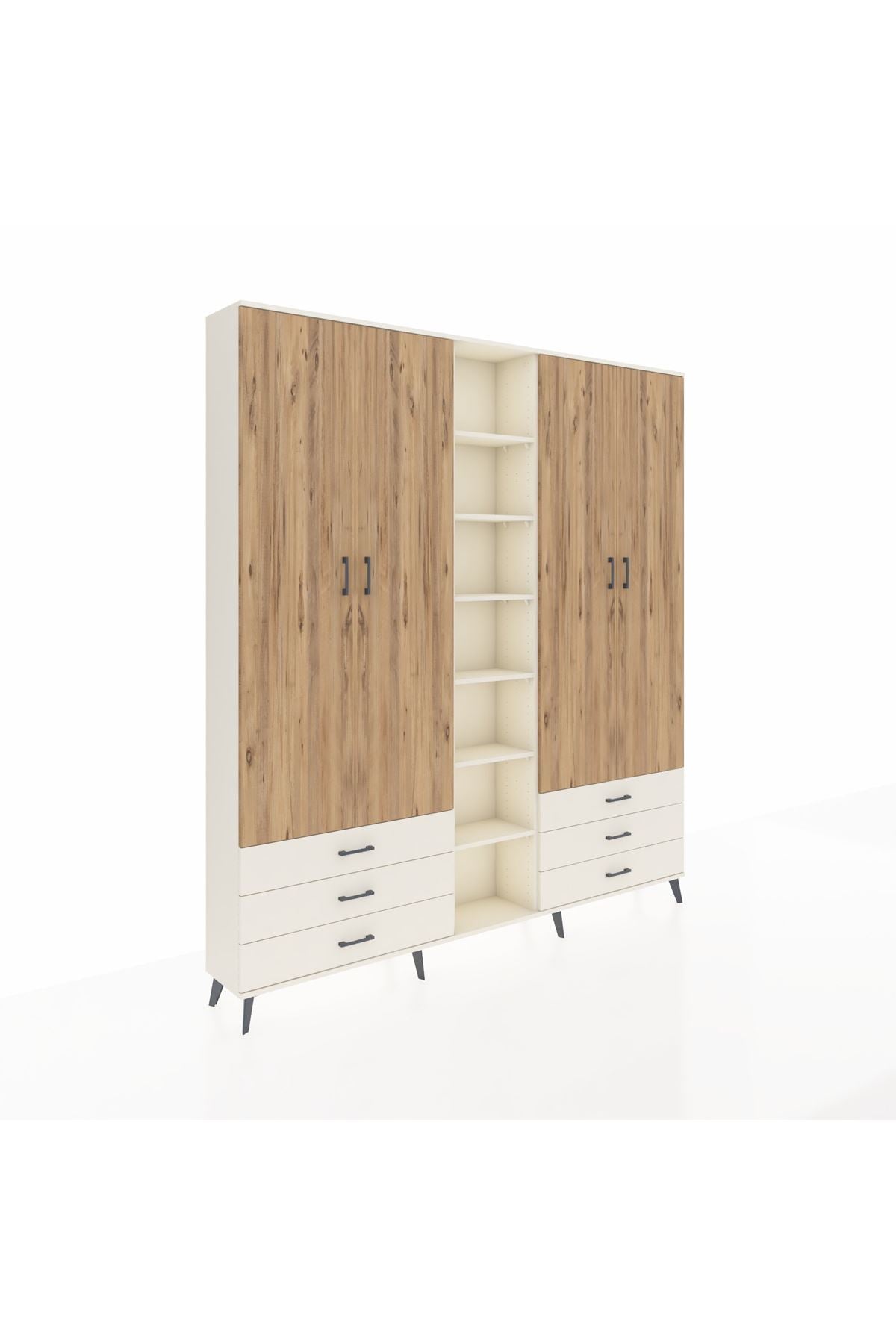 Arges Dolap 13 Raflı 6 Çekmeceli 2 Askılı 220x30x243 Aytaşı-Çam/Aytaşı