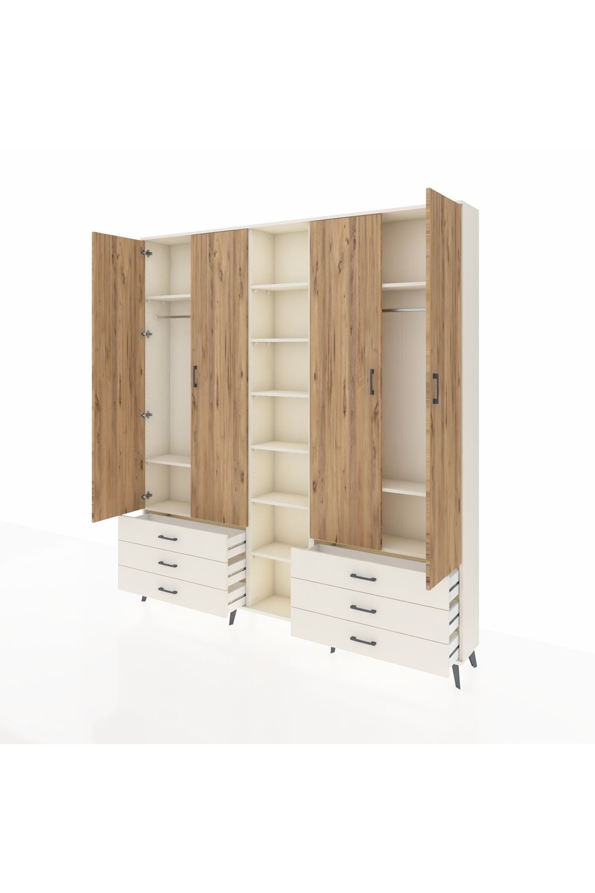 Arges Dolap 13 Raflı 6 Çekmeceli 2 Askılı 220x30x243 Aytaşı-Çam/Aytaşı