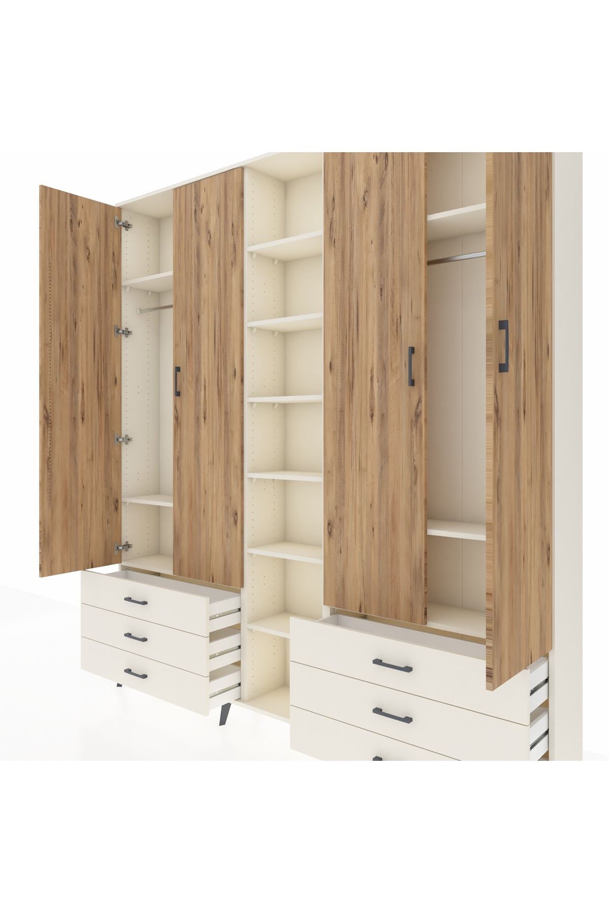 Arges Dolap 13 Raflı 6 Çekmeceli 2 Askılı 220x30x243 Aytaşı-Çam/Aytaşı