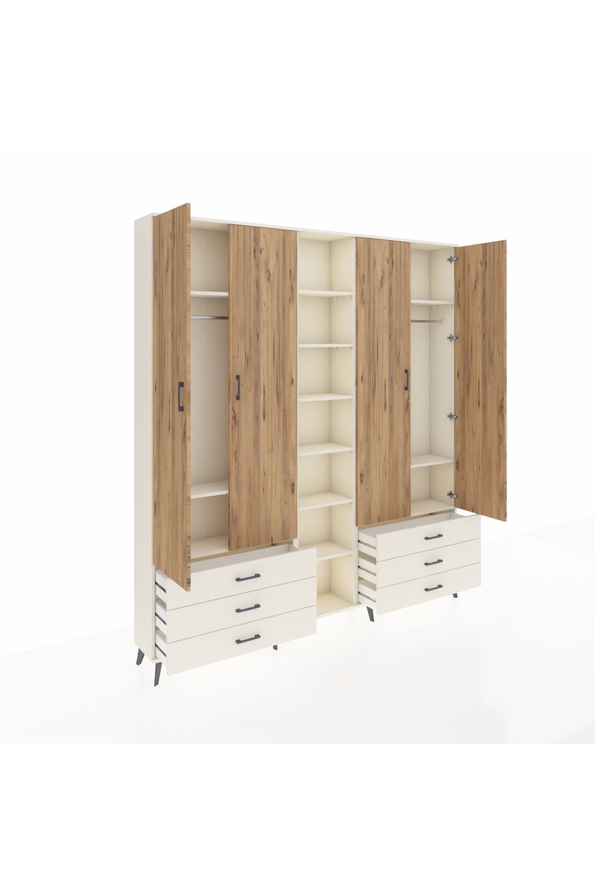 Arges Dolap 13 Raflı 6 Çekmeceli 2 Askılı 220x30x243 Aytaşı-Çam/Aytaşı