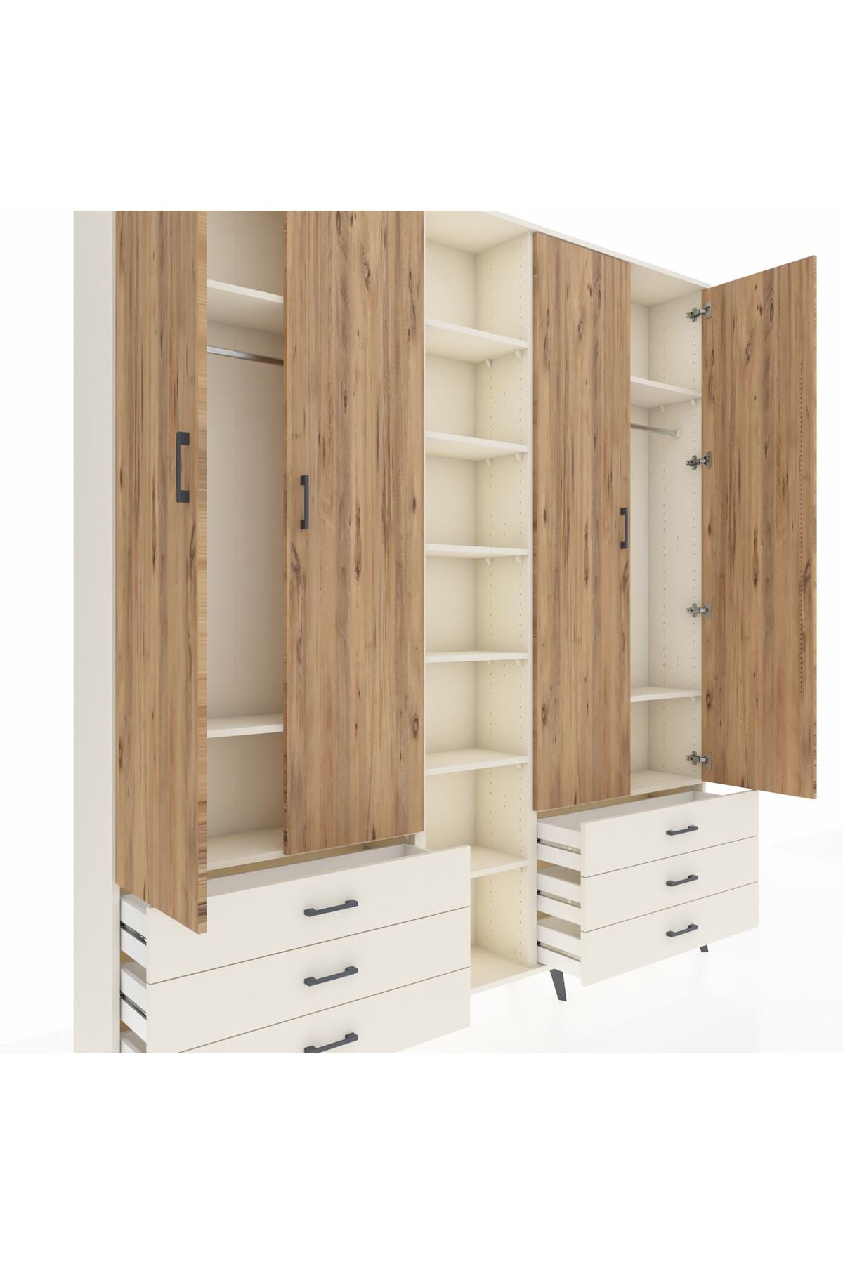 Arges Dolap 13 Raflı 6 Çekmeceli 2 Askılı 220x30x243 Aytaşı-Çam/Aytaşı