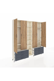 Arges Dolap 13 Raflı 6 Çekmeceli 2 Askılı 220x30x243 Aytaşı-Çam/Antrasit