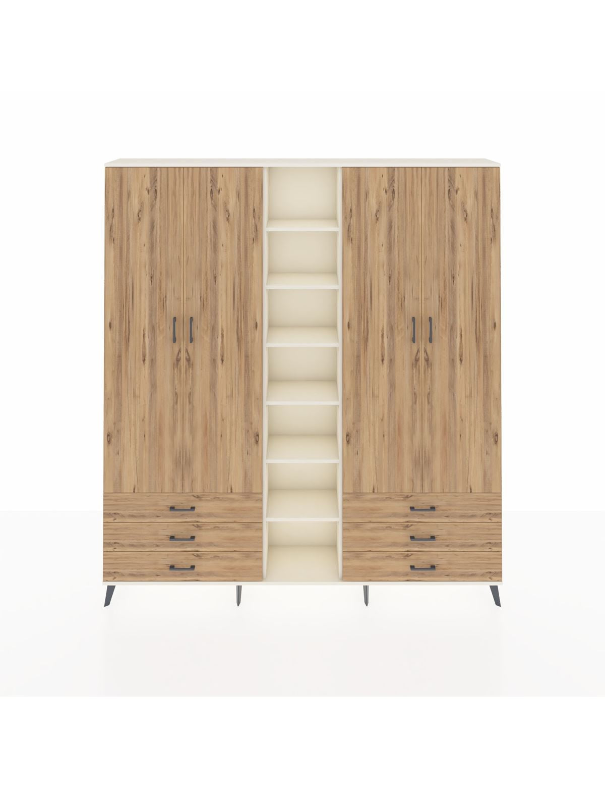 Arges Gardrop 13 Raflı 6 Çekmeceli 2 Askılı 220x30x243 Aytaşı-Çam