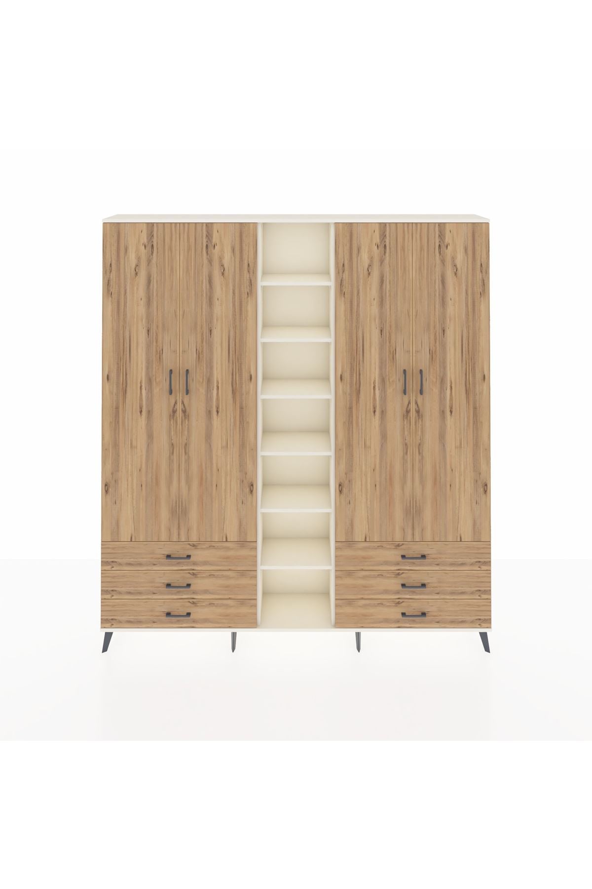 Arges Gardrop 13 Raflı 6 Çekmeceli 2 Askılı 220x30x243 Aytaşı-Çam