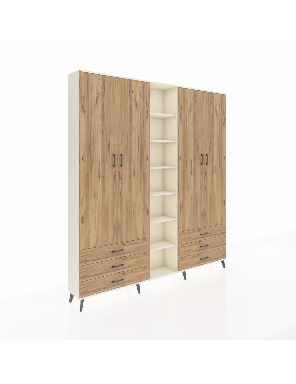 Arges Gardrop 13 Raflı 6 Çekmeceli 2 Askılı 220x30x243 Aytaşı-Çam