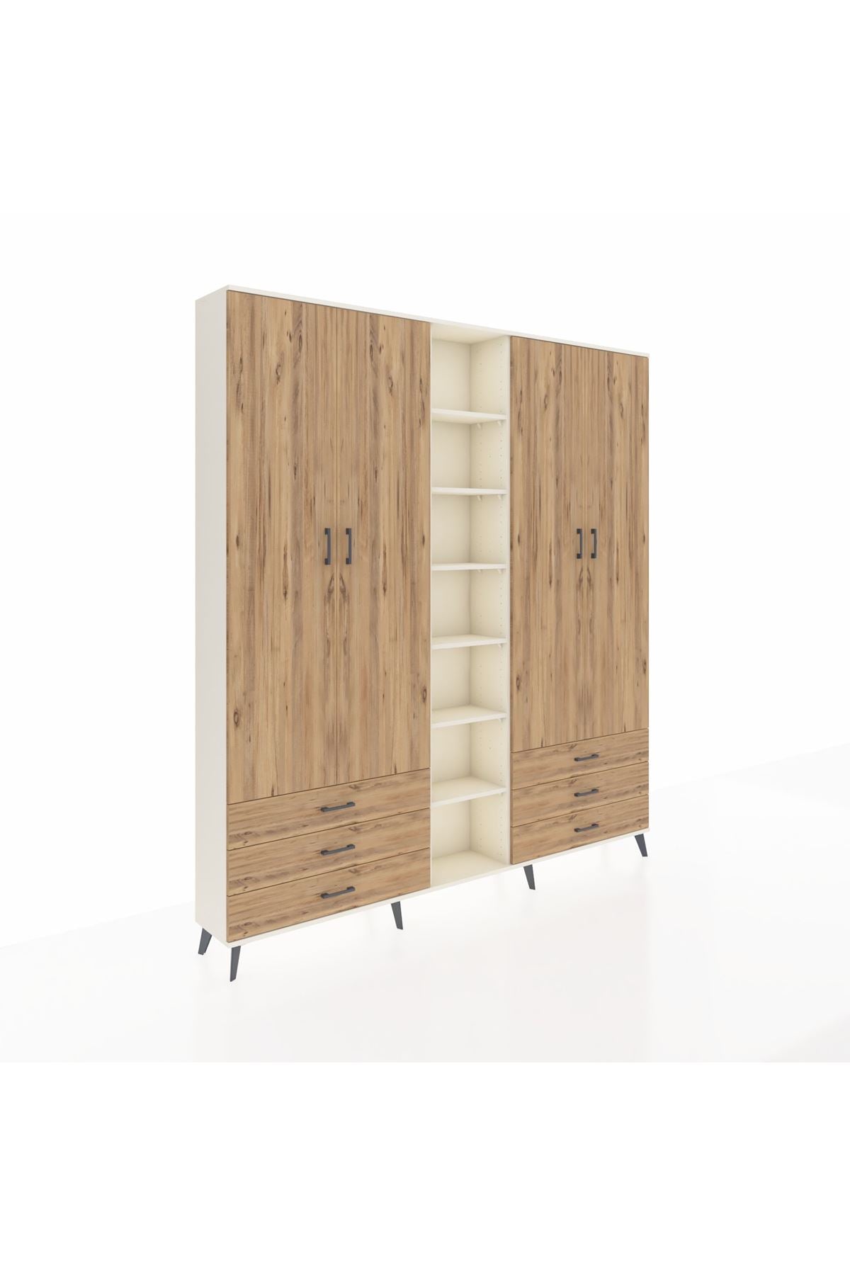 Arges Gardrop 13 Raflı 6 Çekmeceli 2 Askılı 220x30x243 Aytaşı-Çam