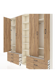 Arges Gardrop 13 Raflı 6 Çekmeceli 2 Askılı 220x30x243 Aytaşı-Çam