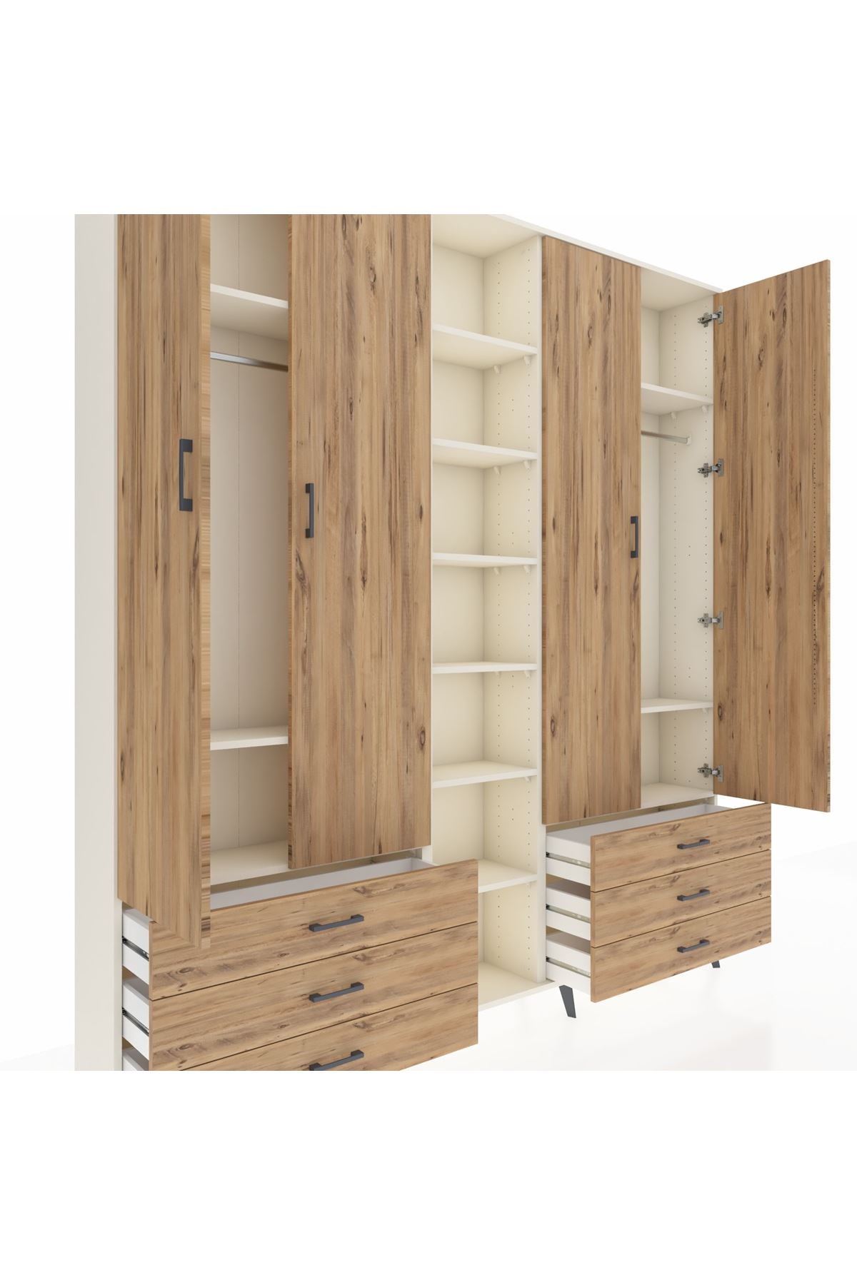 Arges Gardrop 13 Raflı 6 Çekmeceli 2 Askılı 220x30x243 Aytaşı-Çam