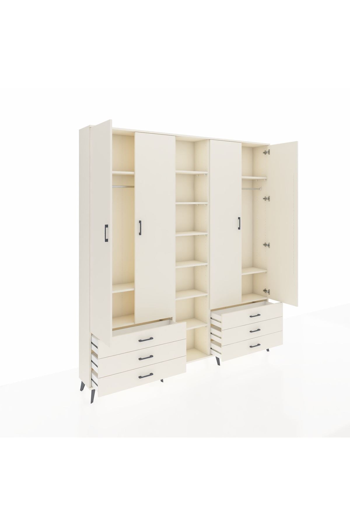 Arges Gardrop 13 Raflı 6 Çekmeceli 2 Askılı 220x30x243 Aytaşı-Aytaşı