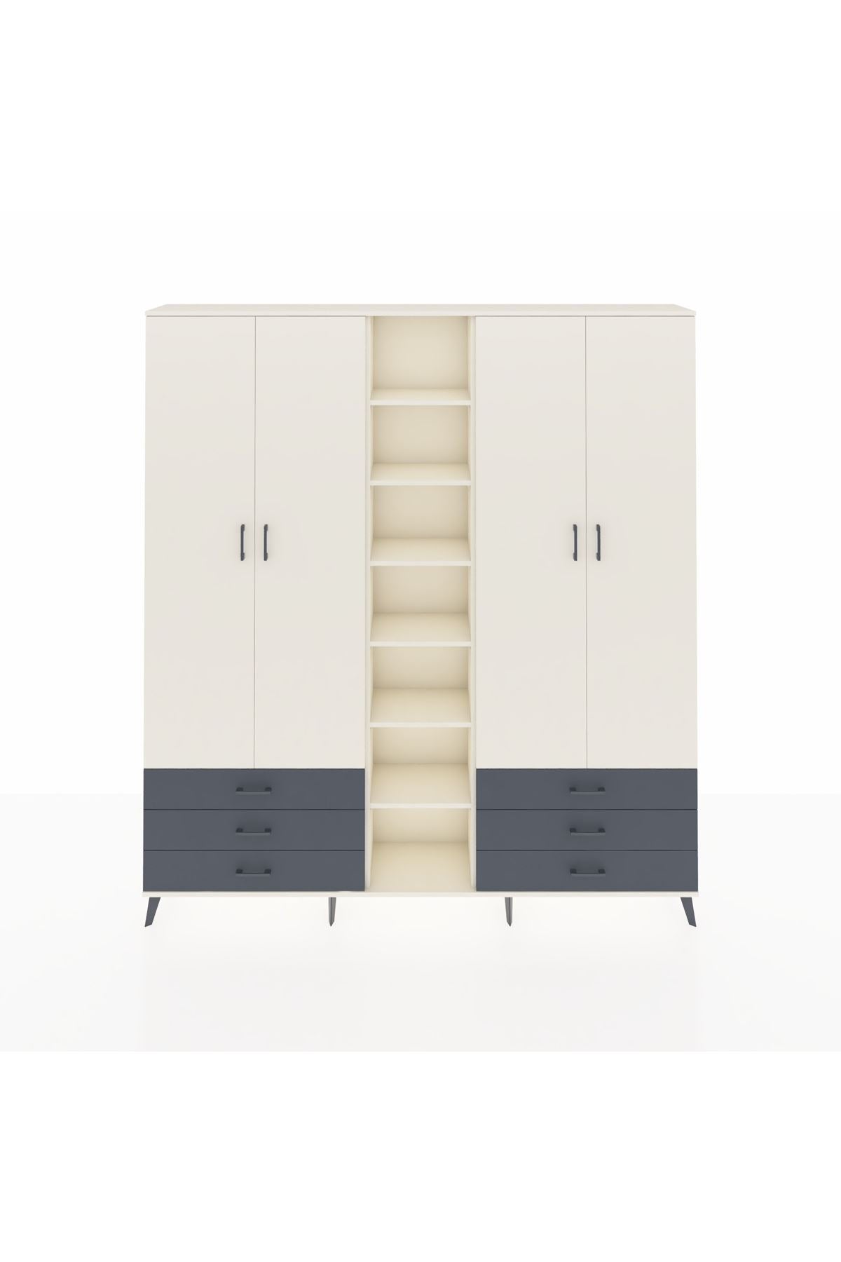 Arges Dolap 13 Raflı 6 Çekmeceli 2 Askılı 220x30x243 Aytaşı-Aytaşı/Antrasit