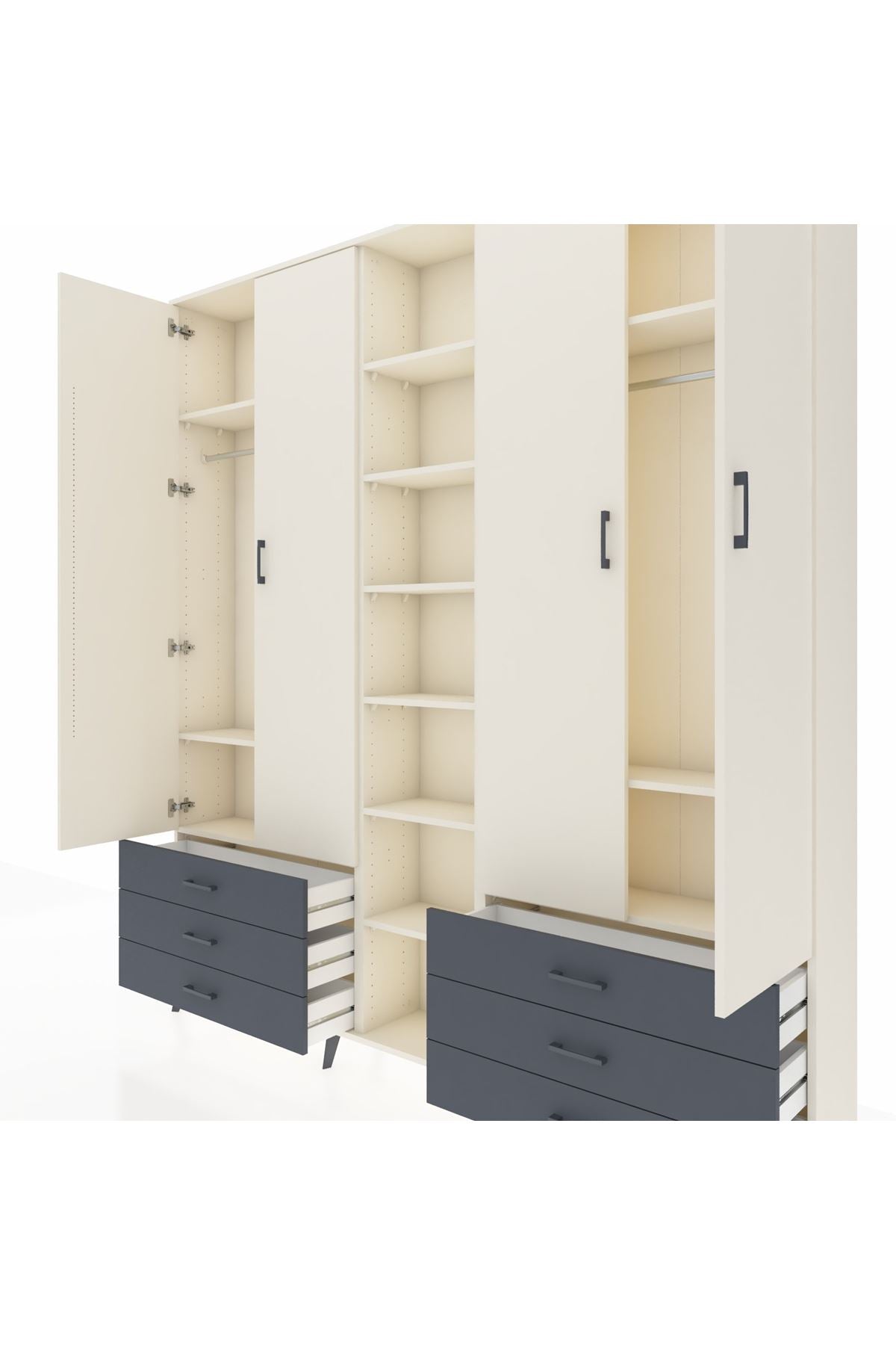 Arges Dolap 13 Raflı 6 Çekmeceli 2 Askılı 220x30x243 Aytaşı-Aytaşı/Antrasit