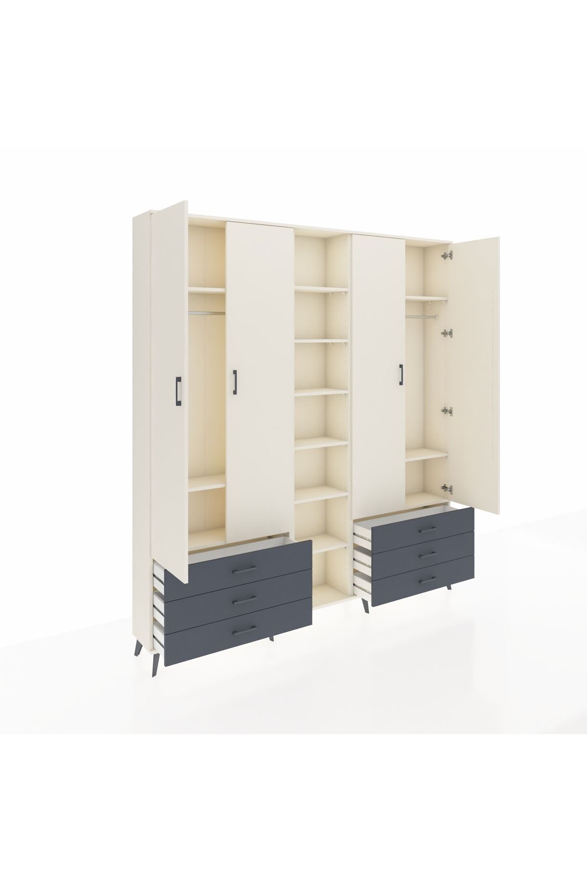 Arges Dolap 13 Raflı 6 Çekmeceli 2 Askılı 220x30x243 Aytaşı-Aytaşı/Antrasit