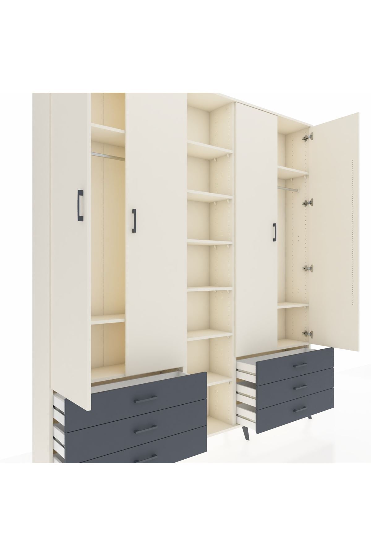 Arges Dolap 13 Raflı 6 Çekmeceli 2 Askılı 220x30x243 Aytaşı-Aytaşı/Antrasit