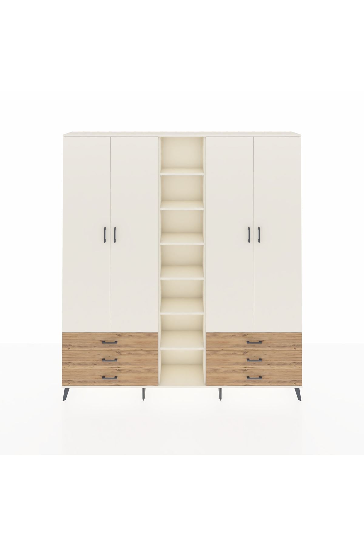 Arges Dolap 13 Raflı 6 Çekmeceli 2 Askılı 220x30x243 Aytaşı-Aytaşı/Çam