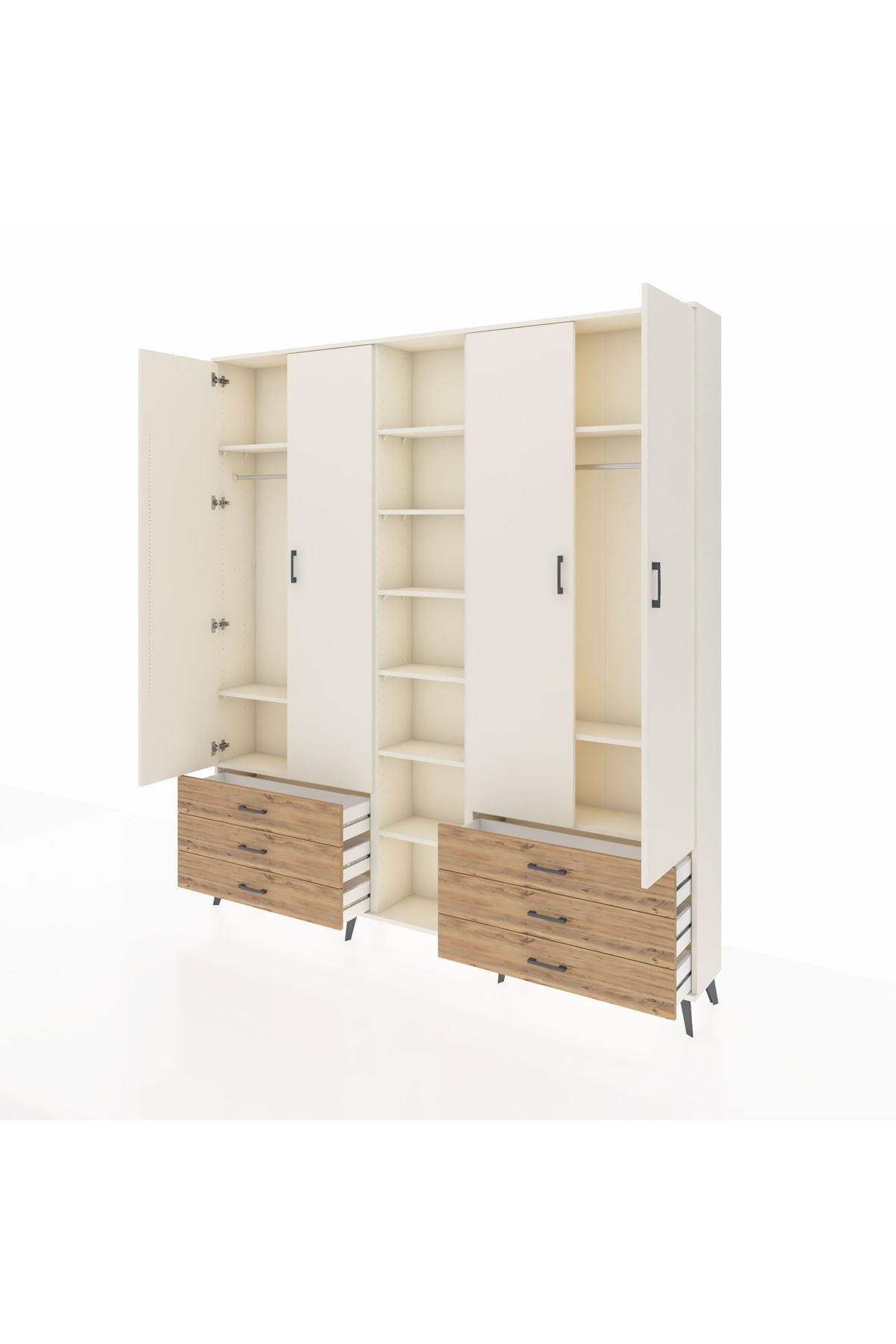 Arges Dolap 13 Raflı 6 Çekmeceli 2 Askılı 220x30x243 Aytaşı-Aytaşı/Çam