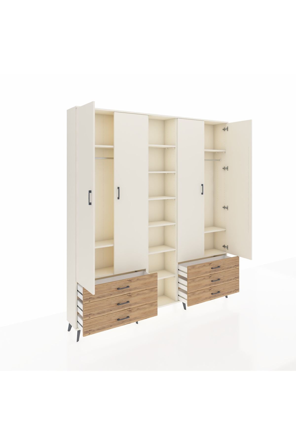 Arges Dolap 13 Raflı 6 Çekmeceli 2 Askılı 220x30x243 Aytaşı-Aytaşı/Çam