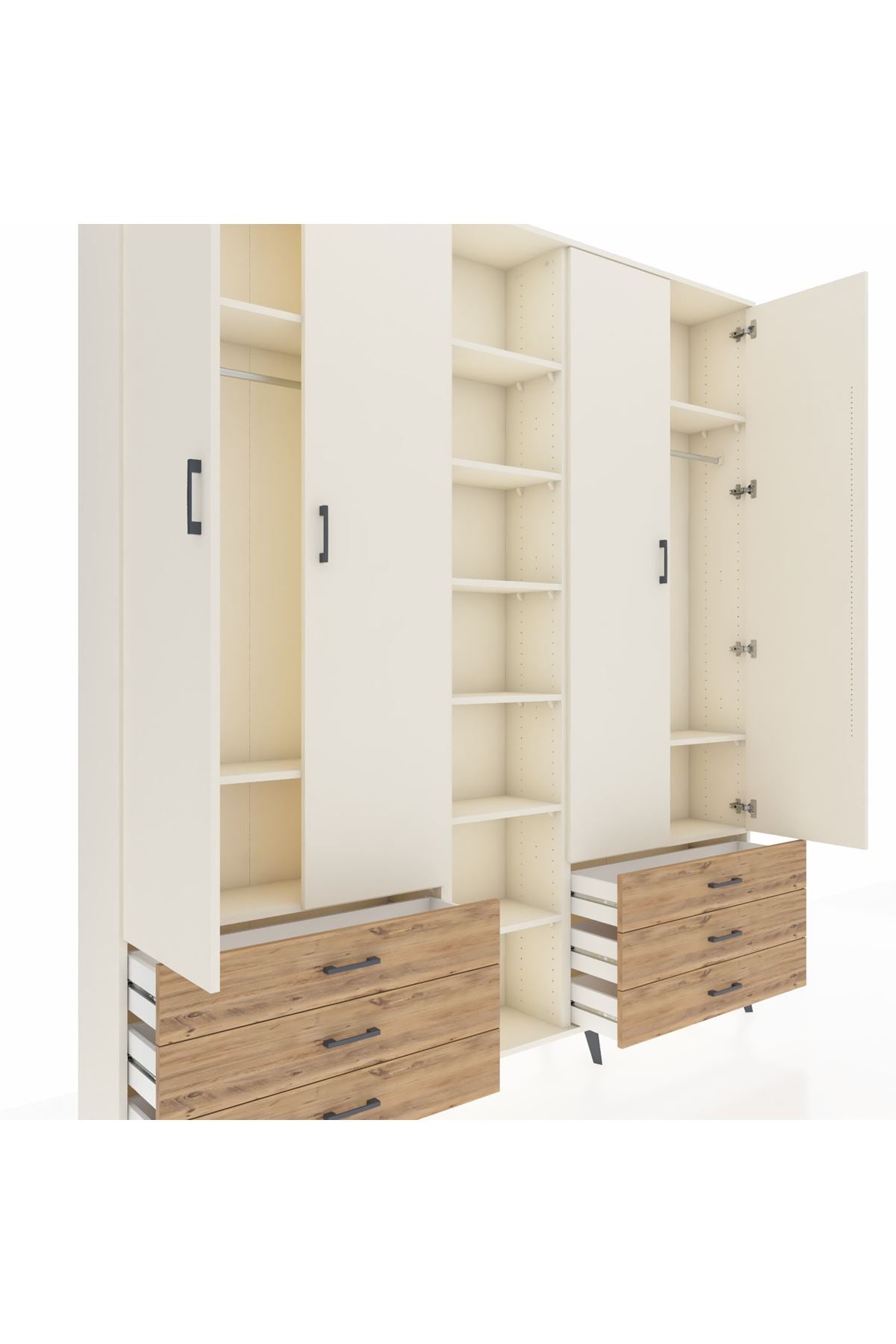 Arges Dolap 13 Raflı 6 Çekmeceli 2 Askılı 220x30x243 Aytaşı-Aytaşı/Çam