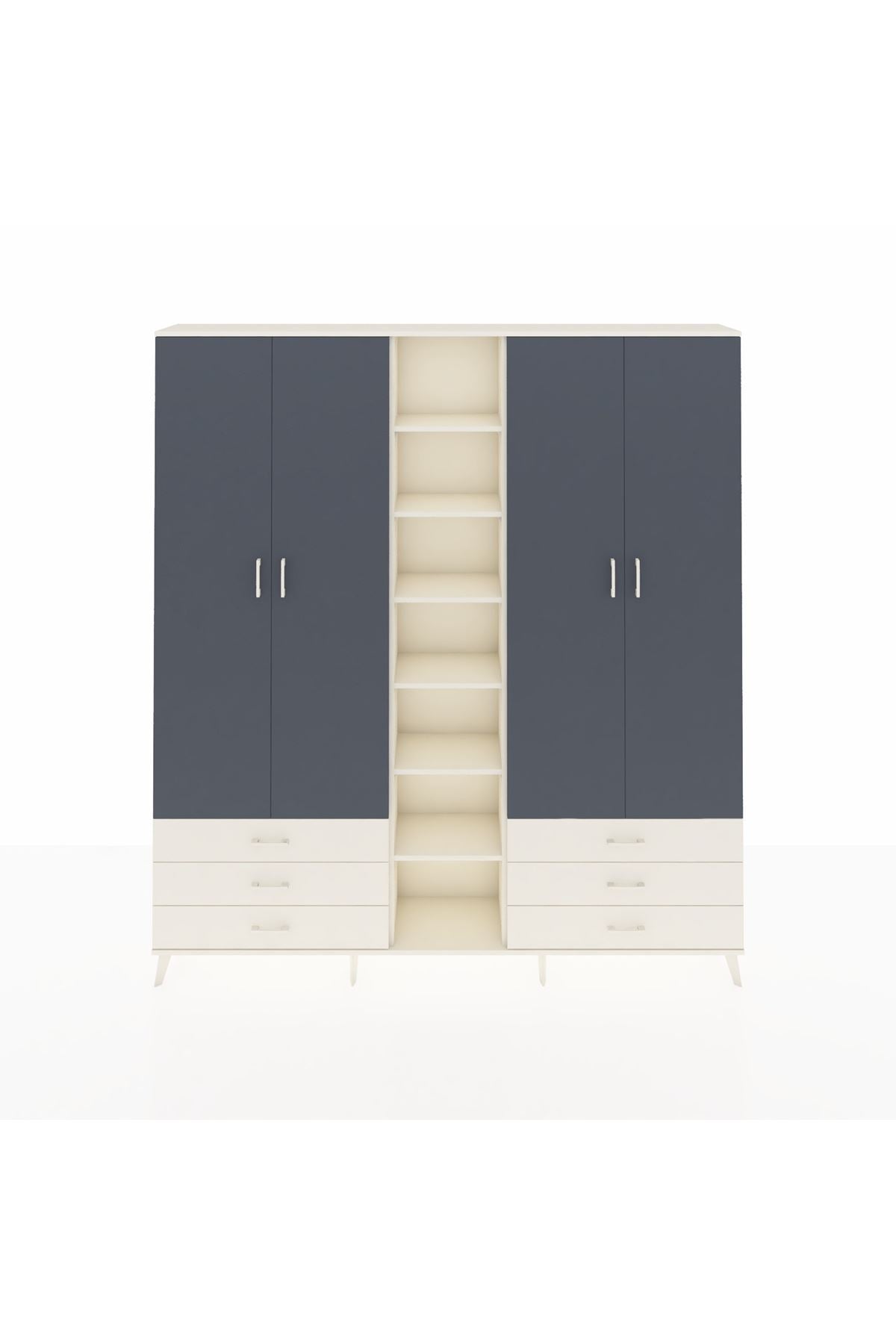 Arges Dolap 13 Raflı 6 Çekmeceli 2 Askılı 220x30x243 Aytaşı-Antrasit/Aytaşı