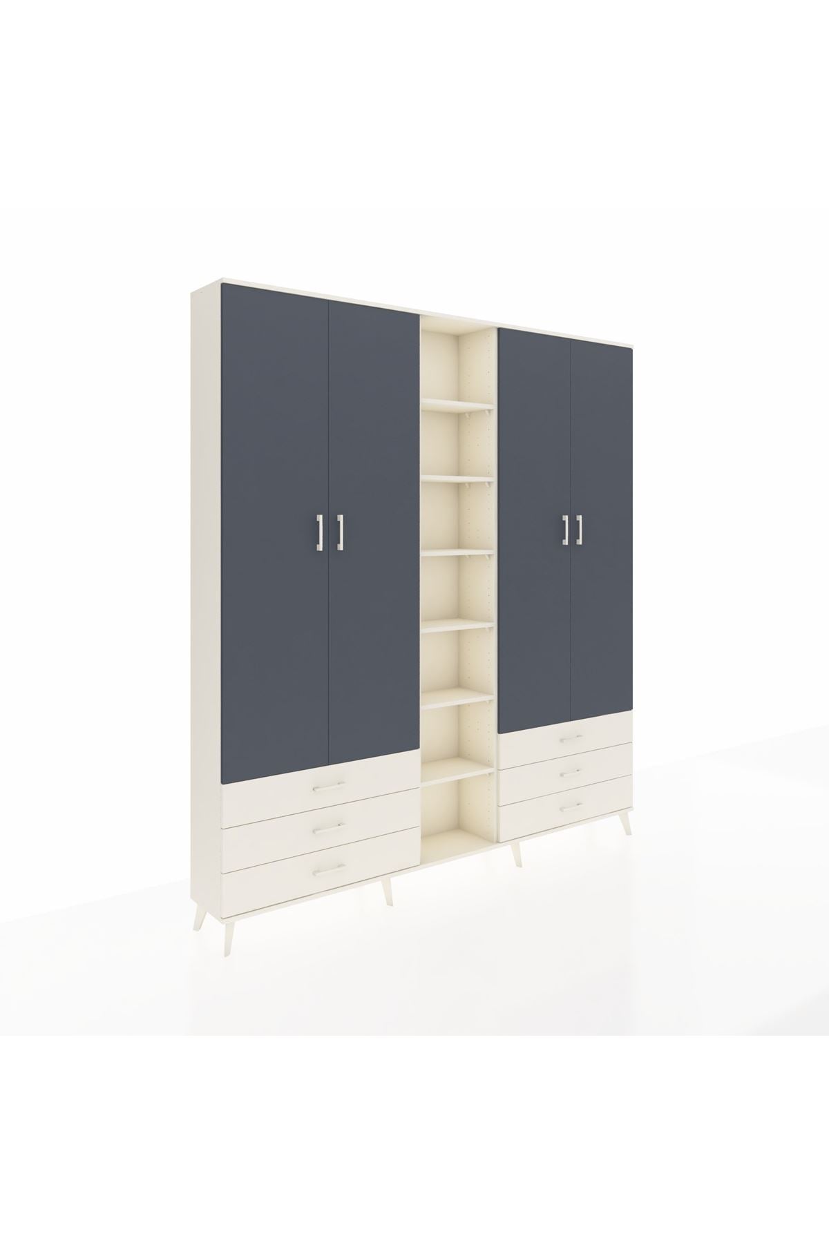 Arges Dolap 13 Raflı 6 Çekmeceli 2 Askılı 220x30x243 Aytaşı-Antrasit/Aytaşı