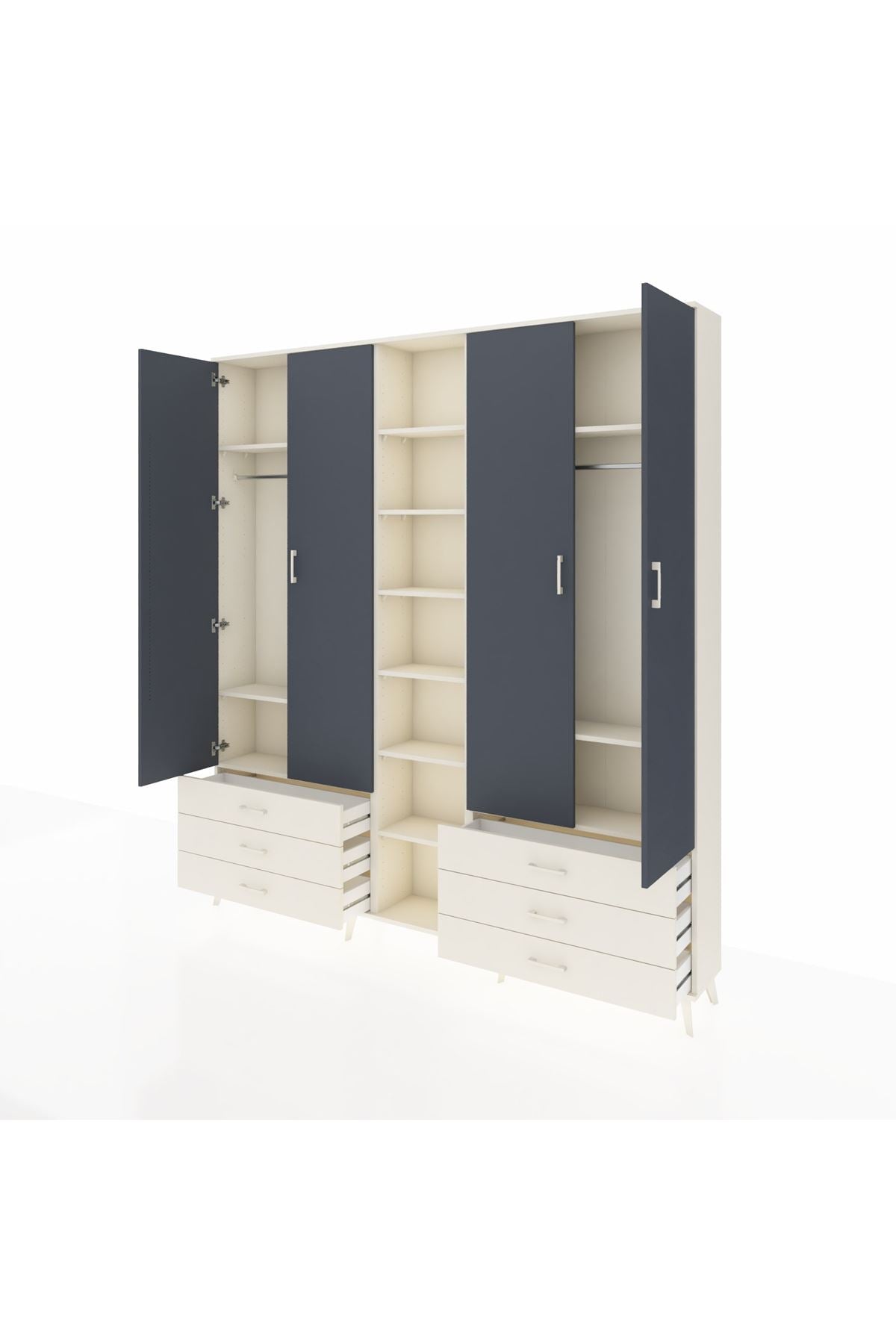 Arges Dolap 13 Raflı 6 Çekmeceli 2 Askılı 220x30x243 Aytaşı-Antrasit/Aytaşı