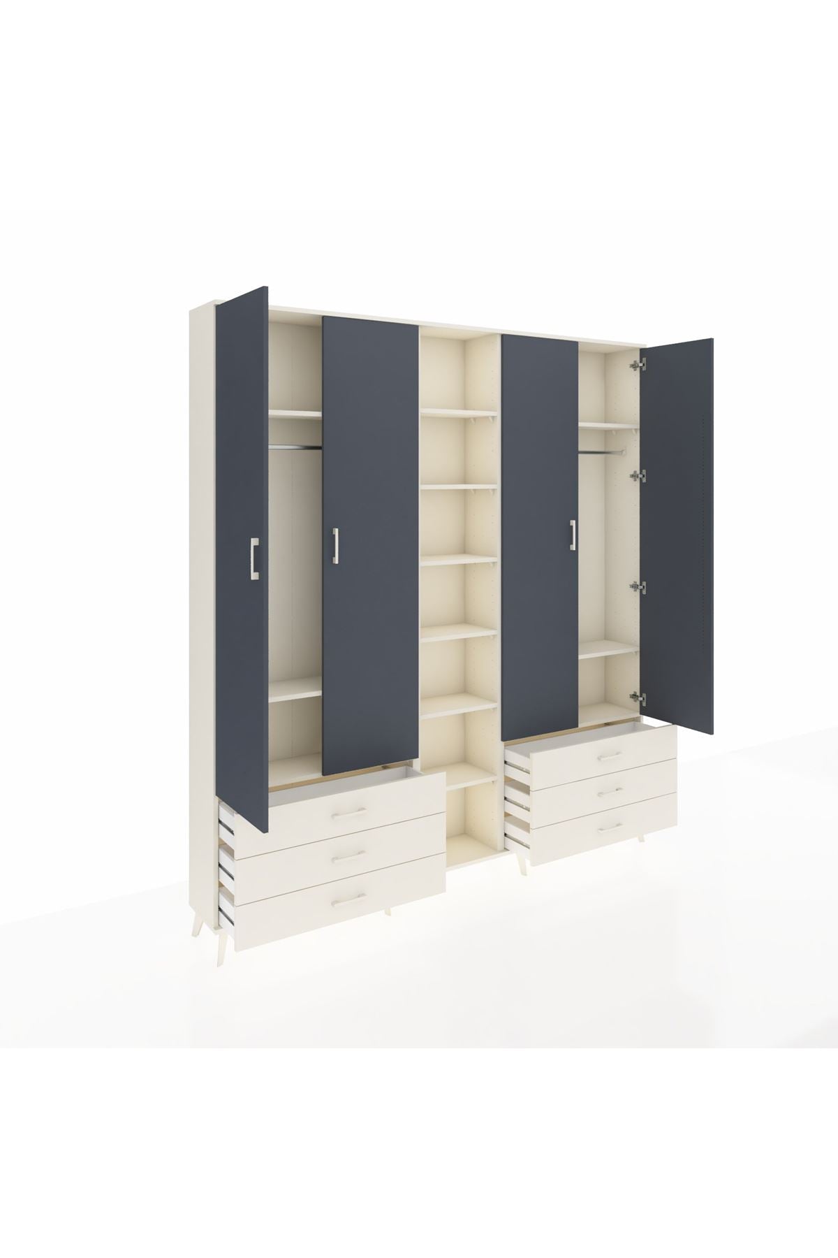 Arges Dolap 13 Raflı 6 Çekmeceli 2 Askılı 220x30x243 Aytaşı-Antrasit/Aytaşı