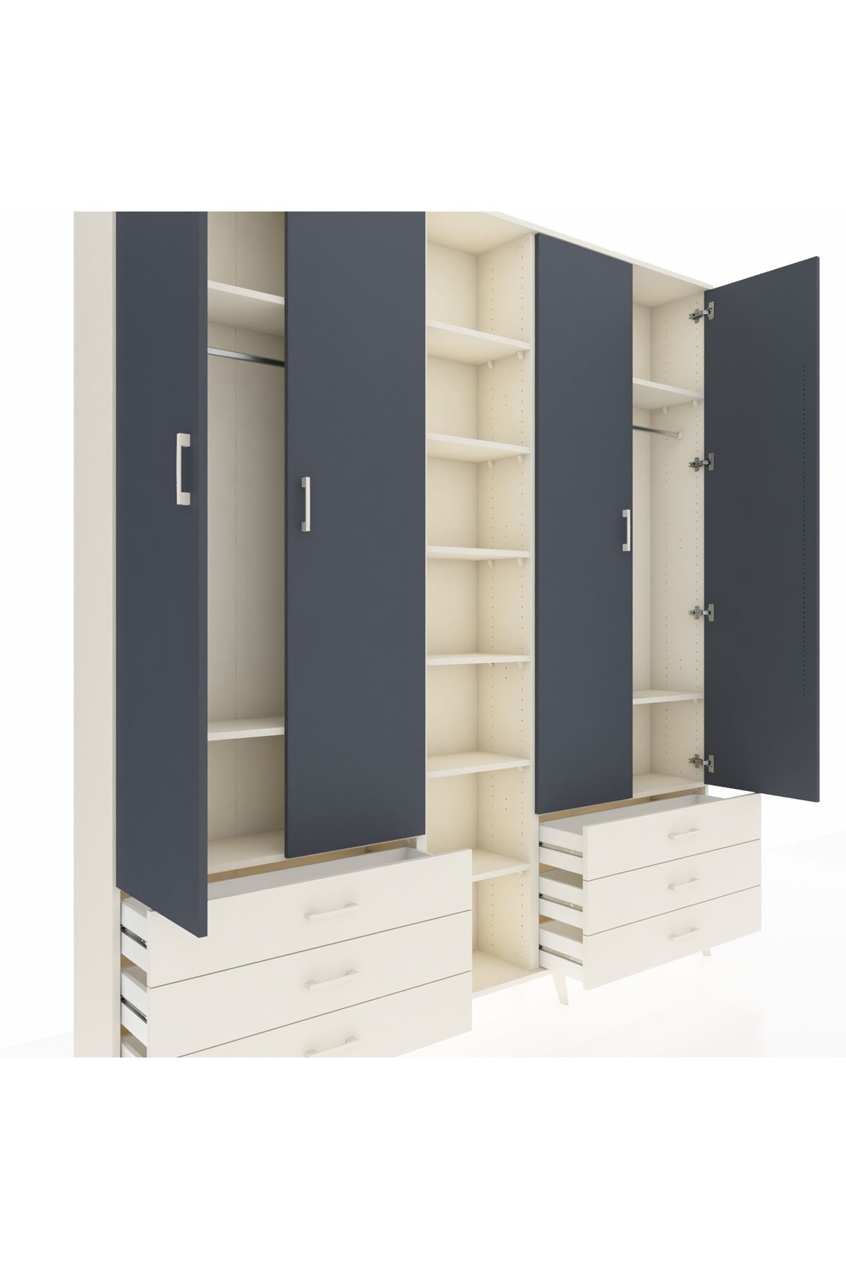 Arges Dolap 13 Raflı 6 Çekmeceli 2 Askılı 220x30x243 Aytaşı-Antrasit/Aytaşı