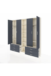 Arges Gardrop 13 Raflı 6 Çekmeceli 2 Askılı 220x30x243 Aytaşı-Antrasit