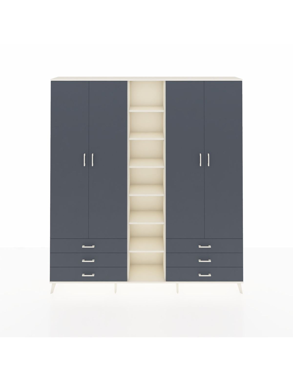 Arges Gardrop 13 Raflı 6 Çekmeceli 2 Askılı 220x30x243 Aytaşı-Antrasit