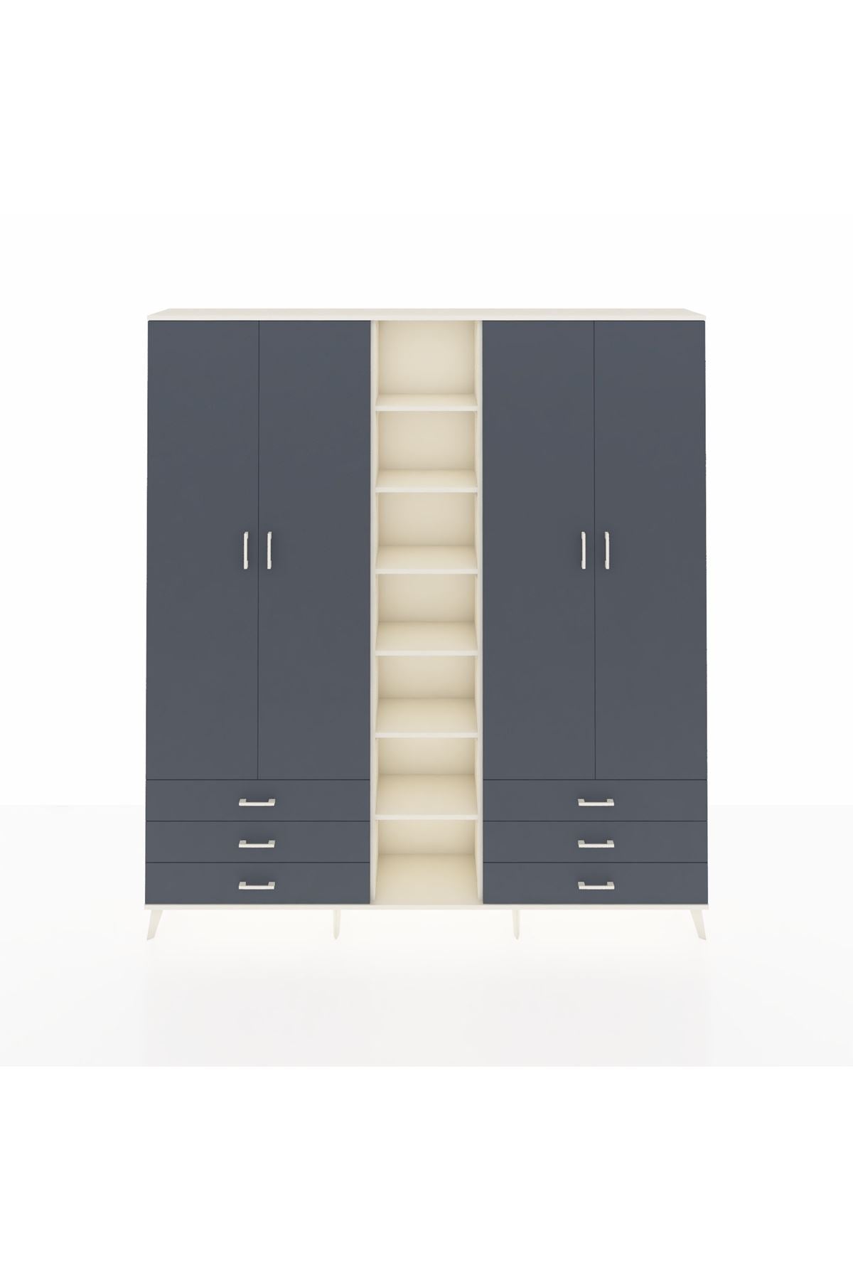 Arges Gardrop 13 Raflı 6 Çekmeceli 2 Askılı 220x30x243 Aytaşı-Antrasit